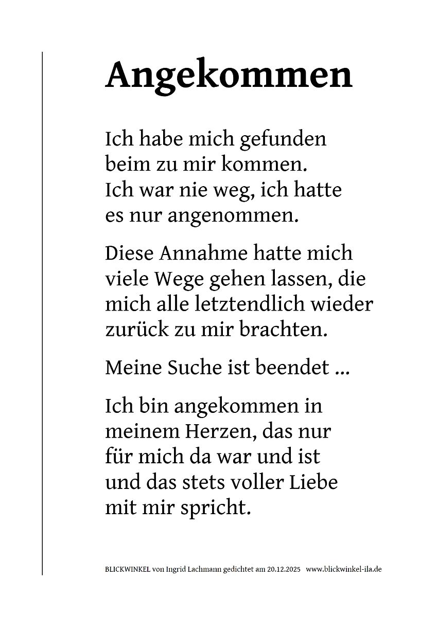 Angekommen (Text, Bild)