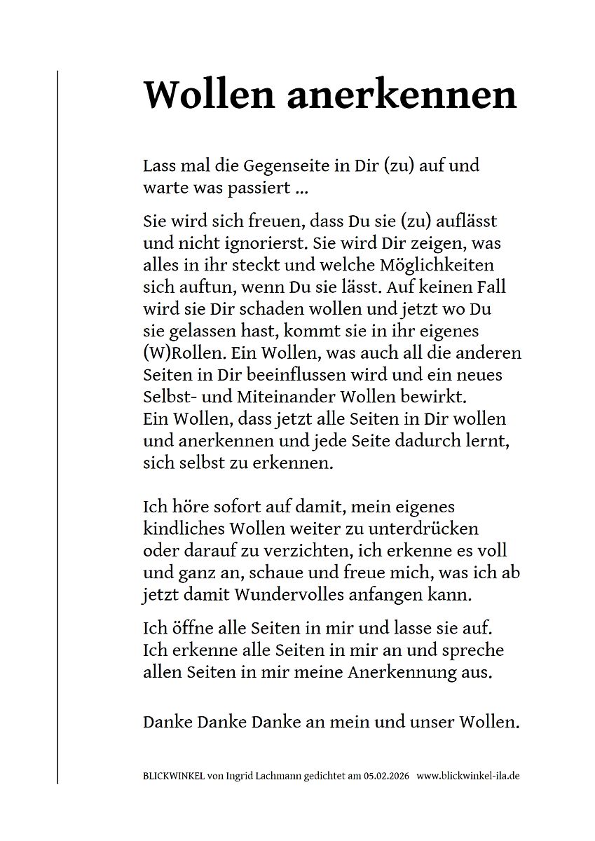 Wollen anerkennen