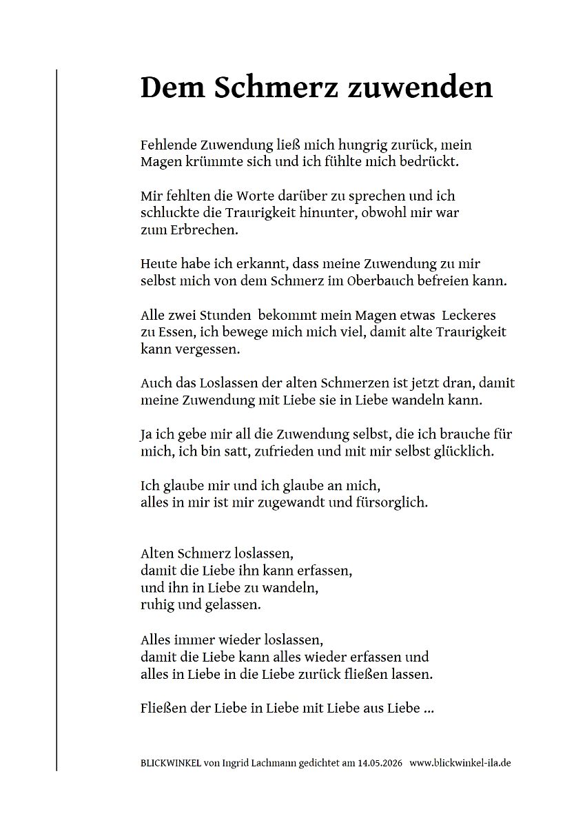 Dem Schmerz zuwenden (Text,Bild)