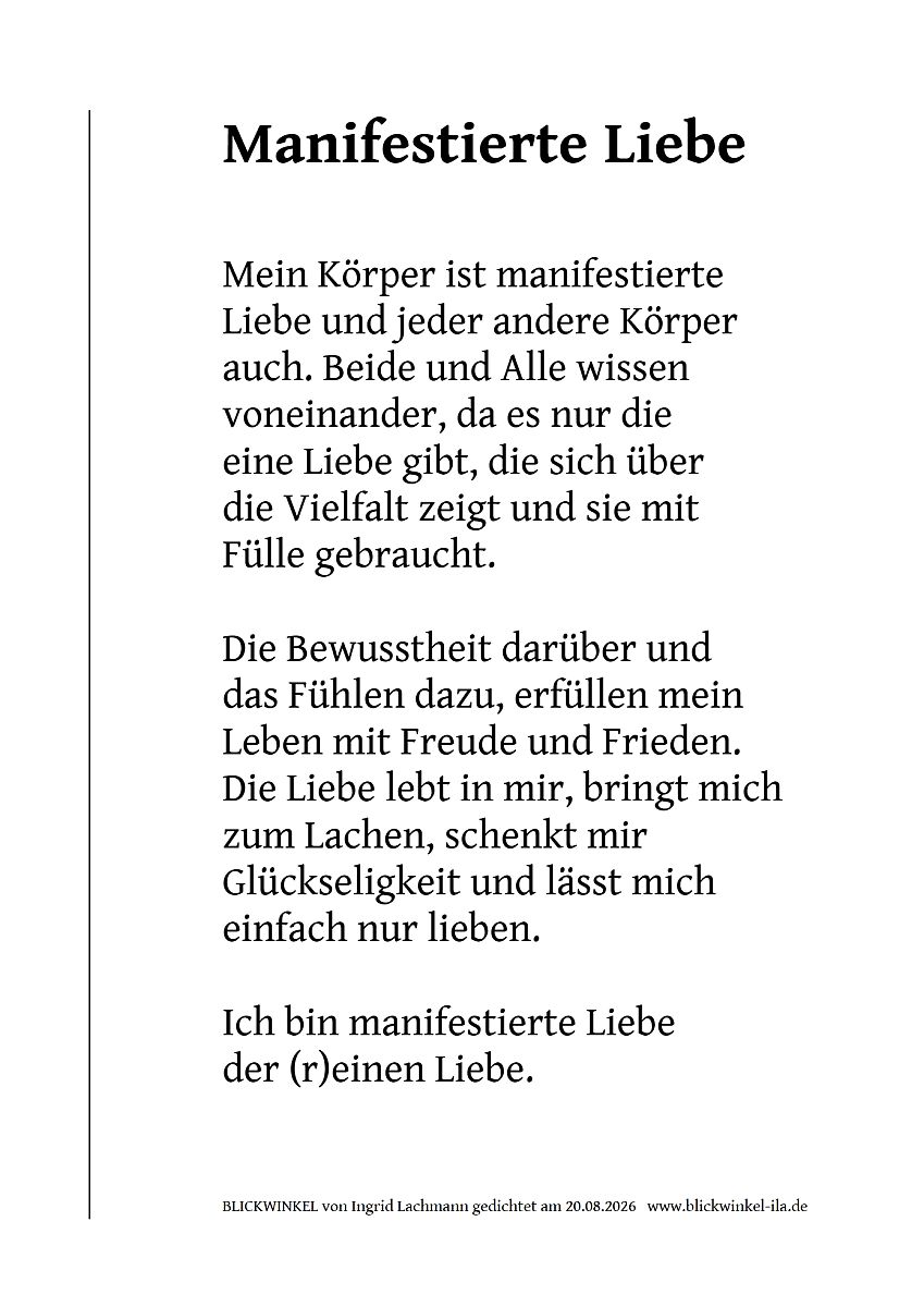 Manifestierte Liebe (Text,Bild)